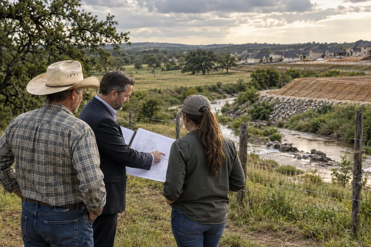 Editorial illustration for When a New Subdivision Changes the Water on Your Land